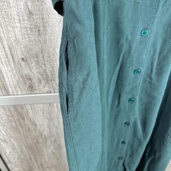 Marine Layer Dress Large Green Button Front Waisted Midi Dark Green - Picture 4 of 10
